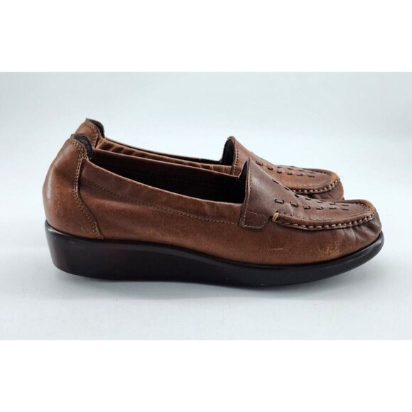 SAS Women's Weave Slip On Loafer Tripad Comfort Shoes Brown Leather Size 7.5W - Picture 6 of 12
